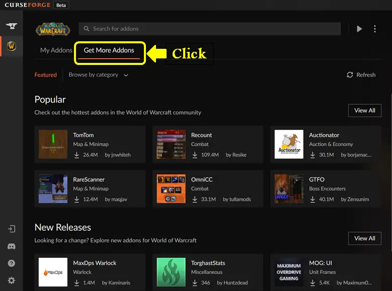 how to install wow addons windows curseforge