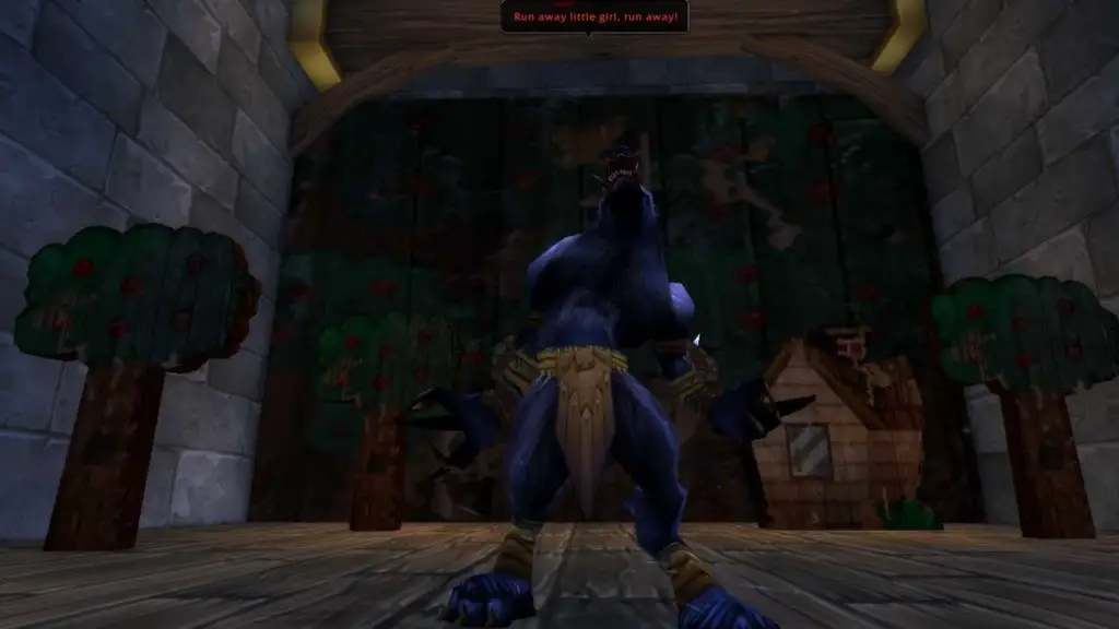 Screenshot of Big Bad Wolf yelling in Karazhan