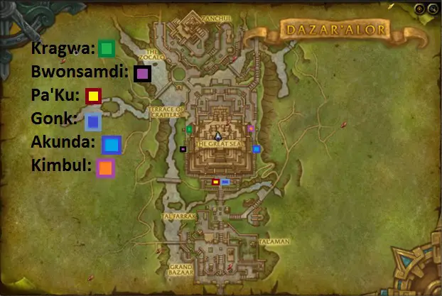 Image of the location of each loa shrine