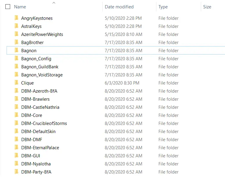 Addon folder on Windows PC