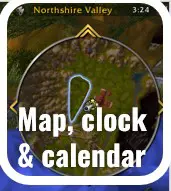 Screenshot of the map, clock, and calendar in World of Warcraft