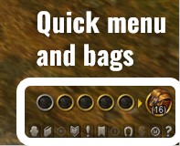 Bags and quick menu in World of Warcraft