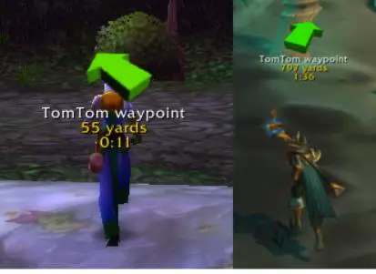 Screenshot of TomTom wow addon arrows.