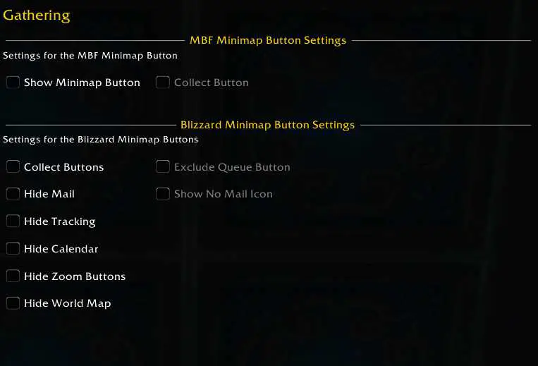 Screenshot of MBF gathering options