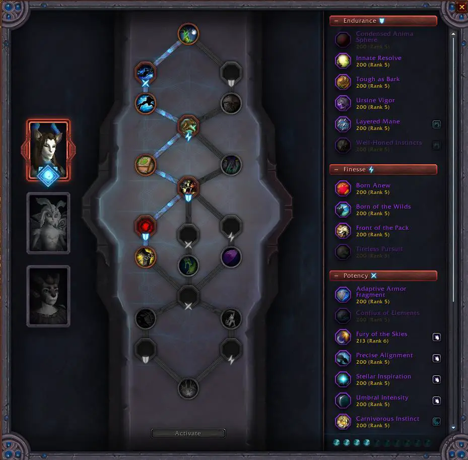 Screenshot of the Forge of Bonds conduit sockets in WoW Shadowlands.