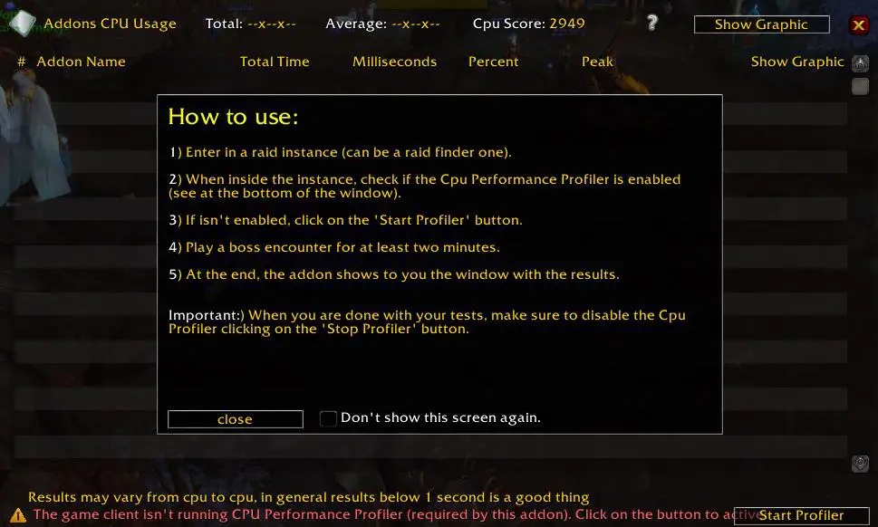 Addon steps from Addons Cpu Usage WoW Addon