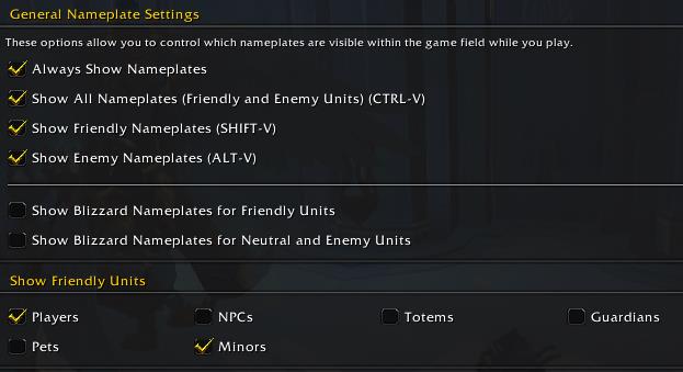 Threat Plates visibility settings