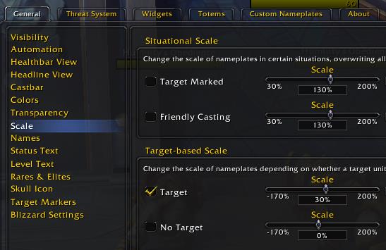 Threat Plates options for changing target scale