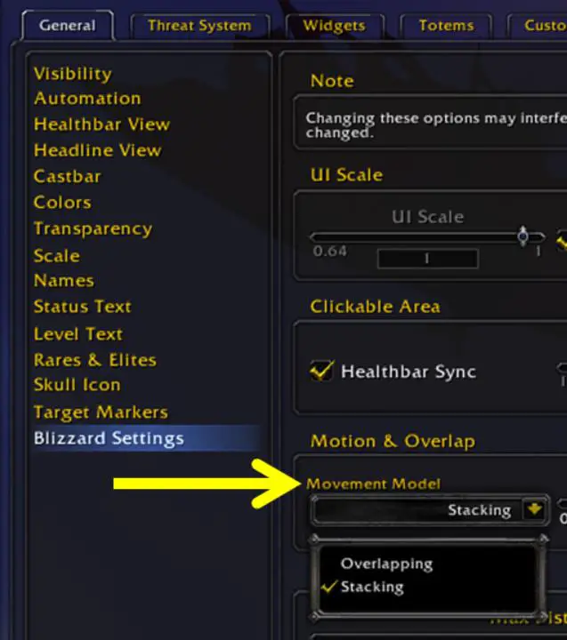 Threat Plates options for setting up stacking nameplates