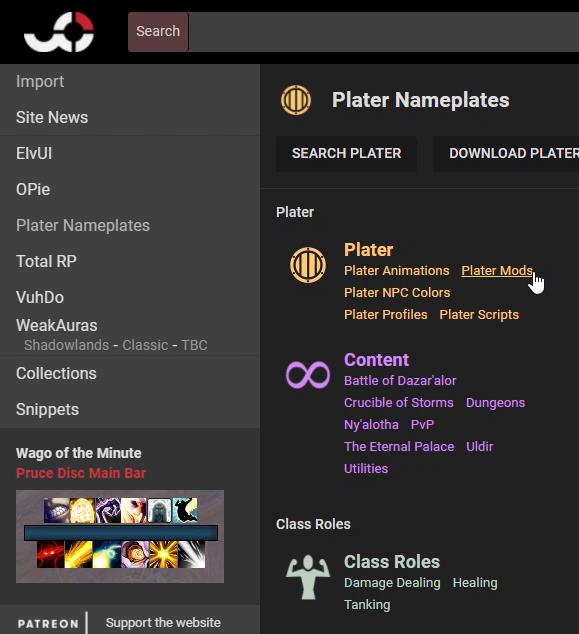 Wago website for downloading more scripts, mods, or profiles for plater.