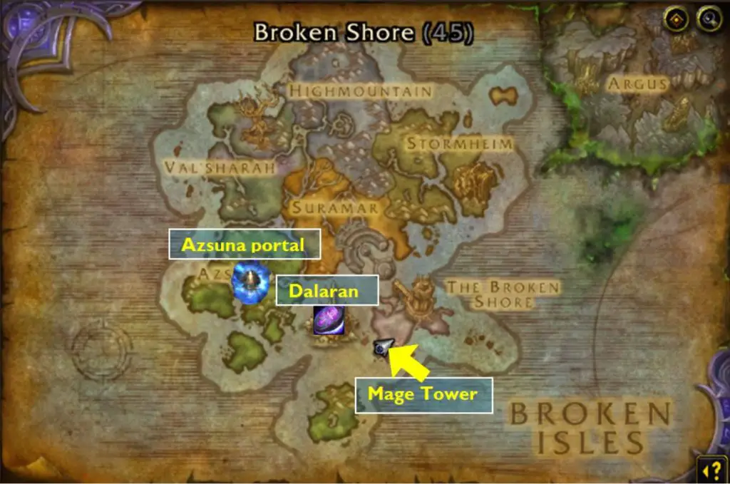 Mage tower location on map