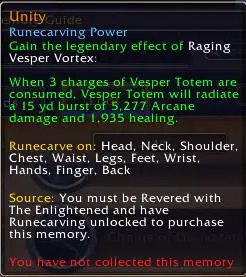 Screenshot of the double legendary runecarving power in World of Warcraft