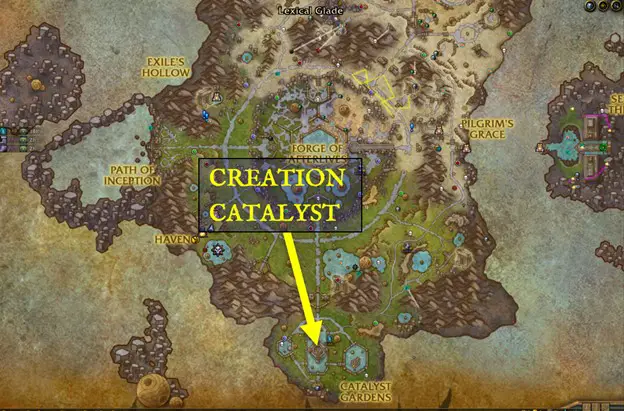 Map of creation catalyst location where you can make tier sets in WoW