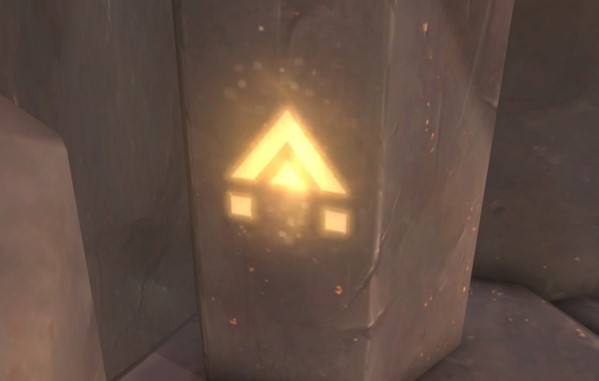 Dormant Alcove symbol on cliffside in Zereth Mortis