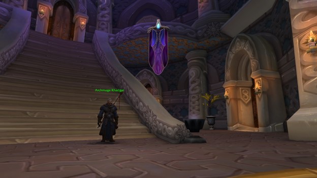 Image of Khadgar standing in the Violet Citadel in World of Warcraft