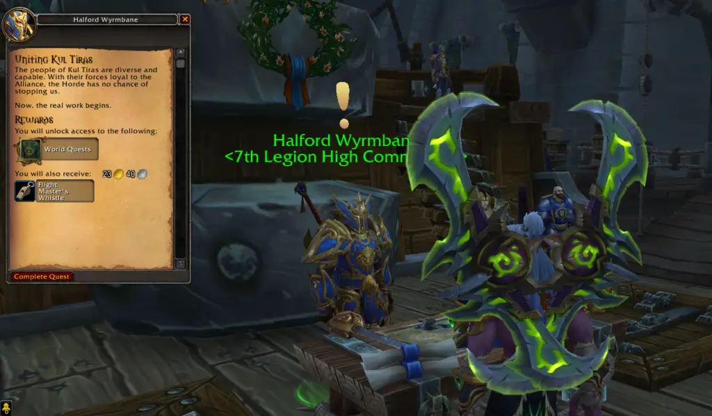 Screenshot of the Uniting Kul Tiras quest which is required to unlock Nazjatar and Mechagon