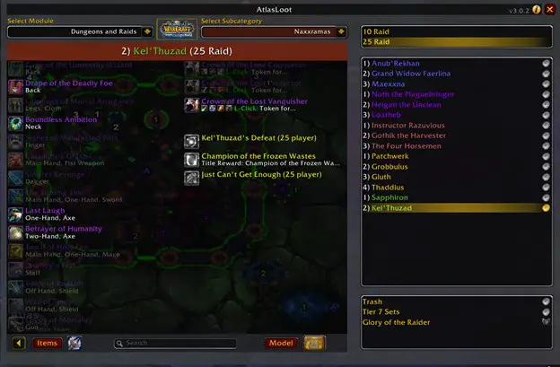 Screenshot of the AtlasLootClassic Addon 