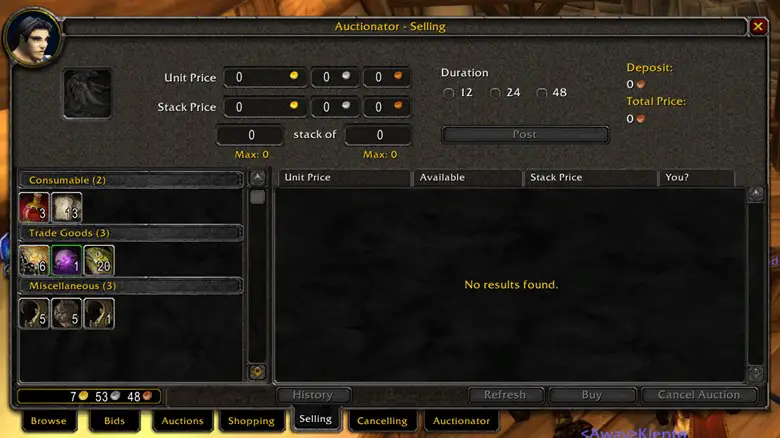 Screenshot of the Auctionator Addon Wrath of the Lich King Classic