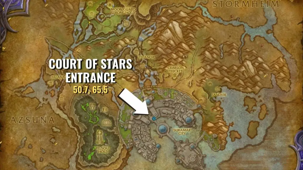 Map showing the entrance to Court of Stars