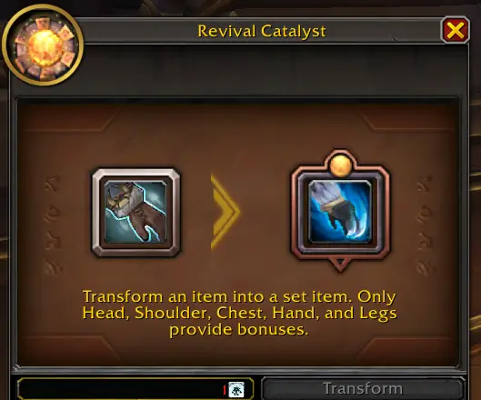 Screenshot of Revival Catalyst interface in World of Warcraft: Dragonflight