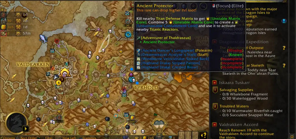 Screenshot of Handynotes: Dragonflight addon in World of Warcraft Dragonflight