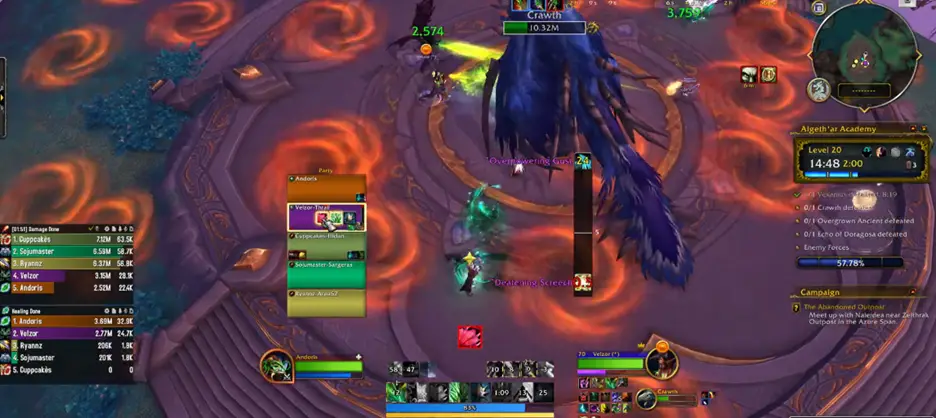 Screenshot of Crawth boss fight in Algeth'ar Academy