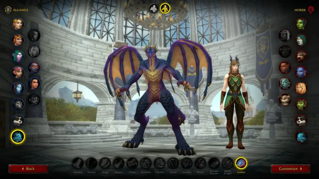 Screenshot of character creation screen in World of Warcraft