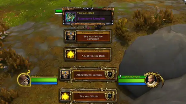 Screenshot of the Earthen unlock achievement in World of Warcraft